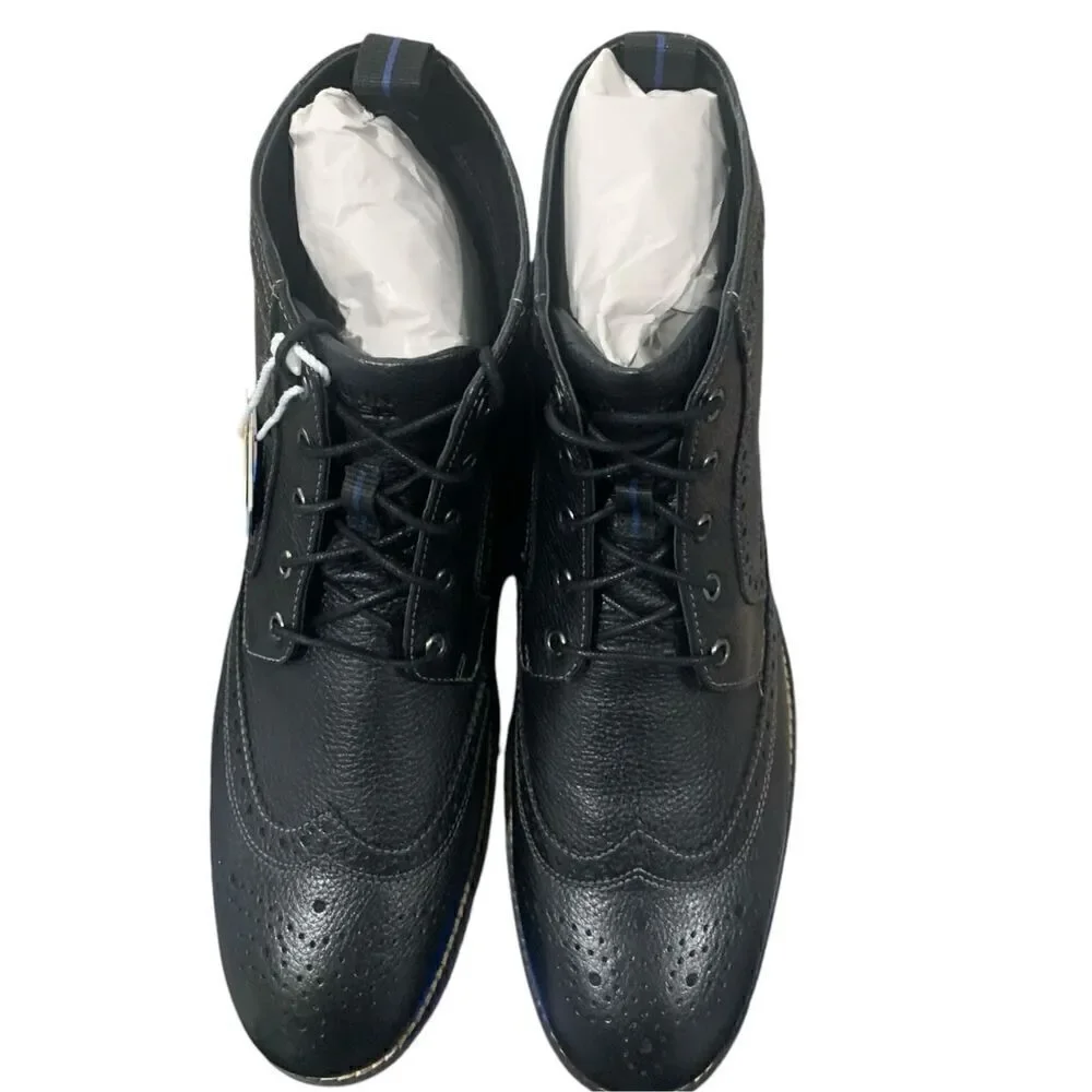 New in Box Nunn Bush Men’s Odell Wingtip, Black Leather Boots, Size 11W
